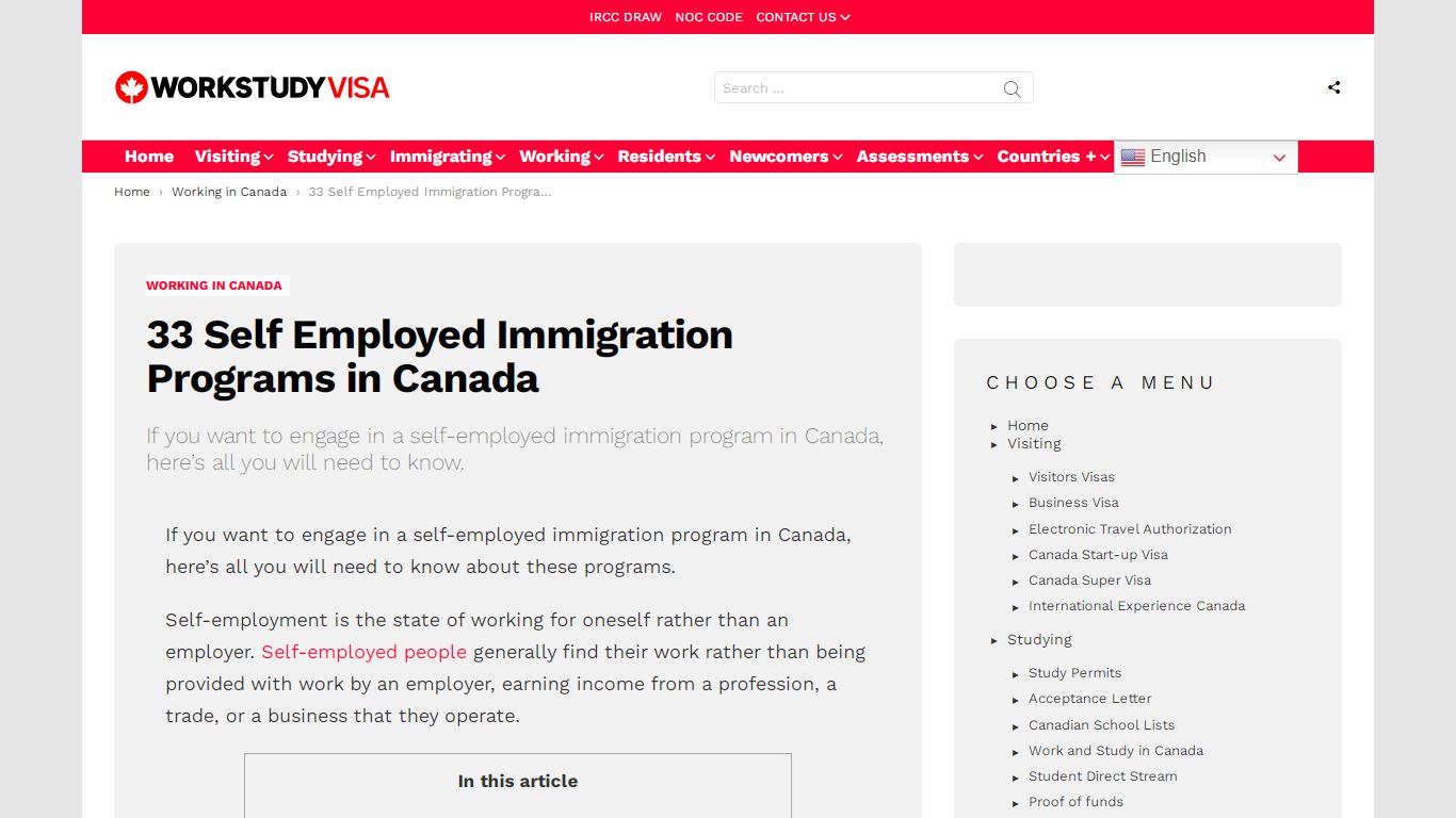 33 Self Employed Immigration Programs in Canada