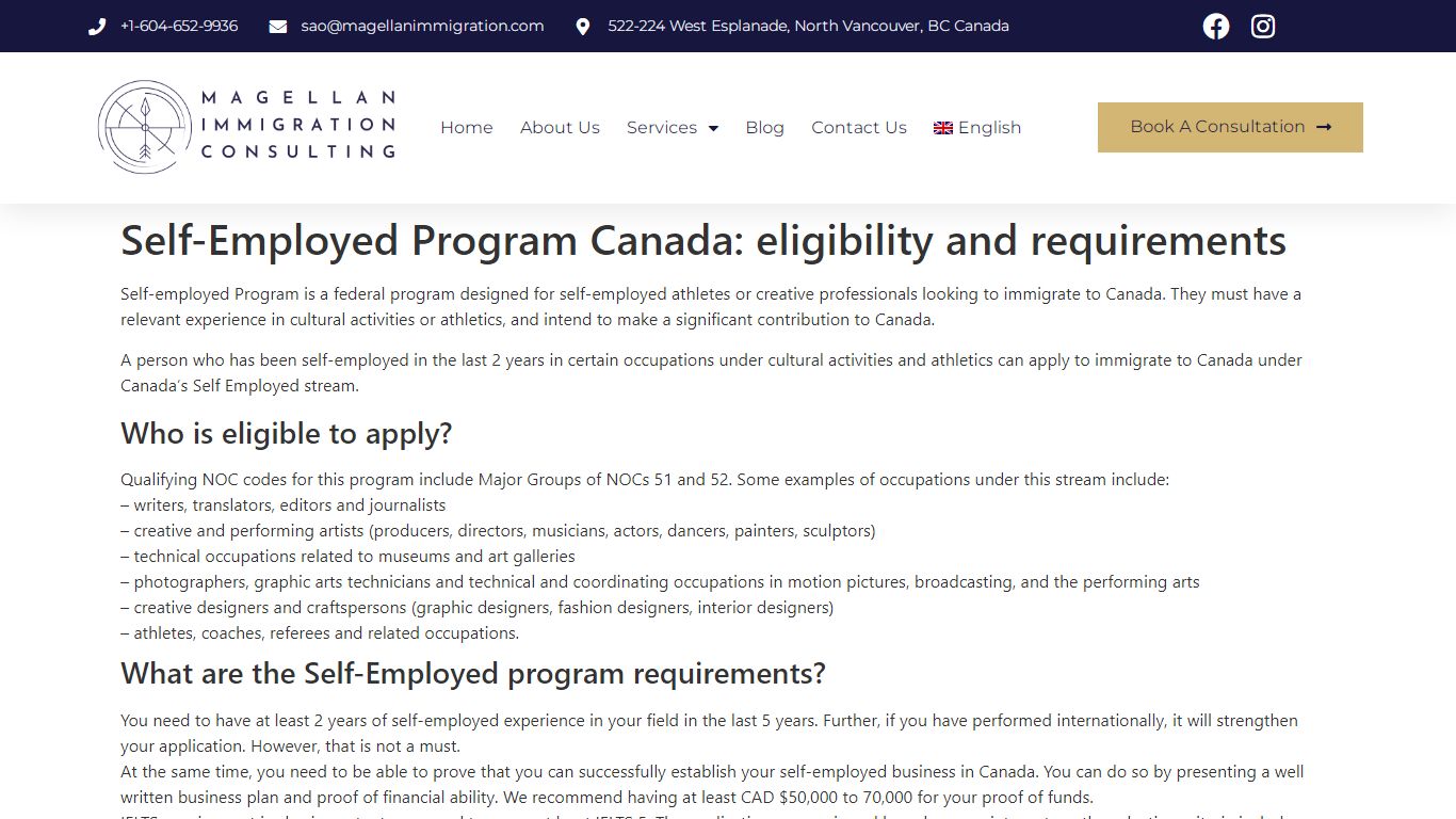 Self-Employed Program Canada: eligibility and requirements